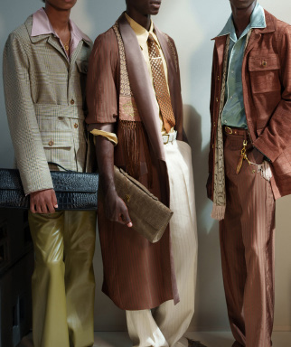 Artisan color palette — burgundy leather, saffron accents, Mediterranean earth tones