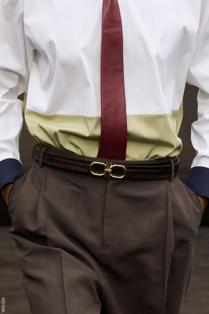 Woven leather belt detail