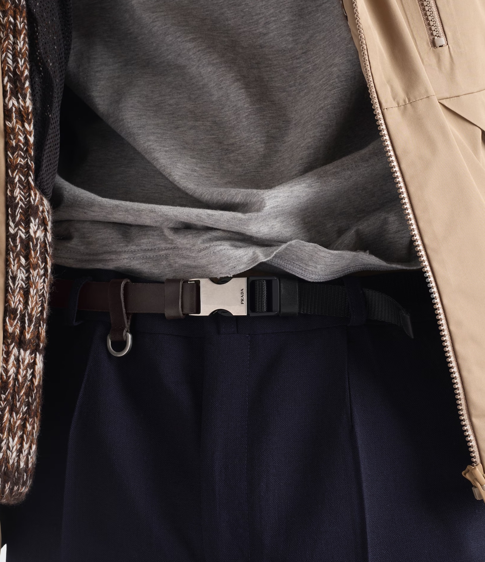 Earth & Tech hardware — brushed silver buckles, bonded construction, agate enamel