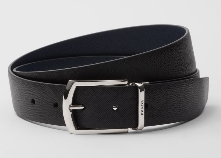 Dress belt — black leather close-up