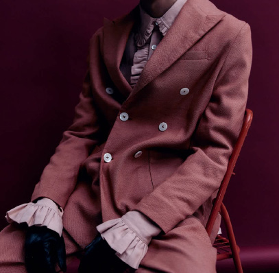 Modern — double-breasted burgundy suiting