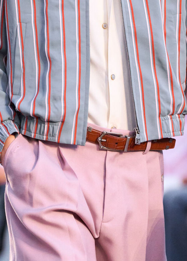 Retro Sport materials — striped webbing, bold canvas, cracked patent leather